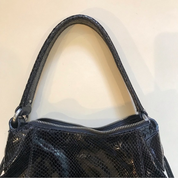Cole Haan Black Embossed Snakeskin Shoulder Bag - Picture 5 of 16